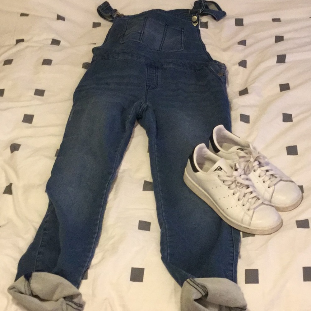 Jean straight leg overalls